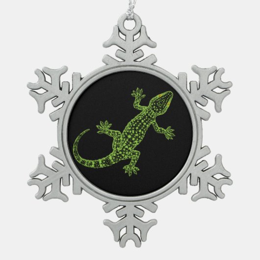 Gecko Tin Sneeuwvlok Ornament (Voorkant)