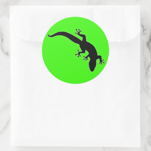 GECKO White Outline Ronde Sticker (Tas)