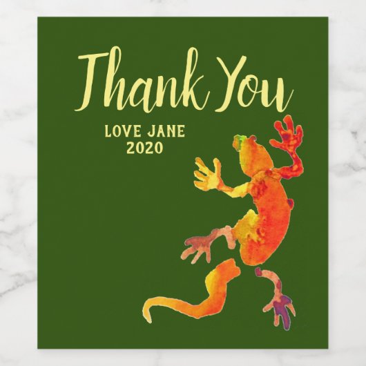 Gecko wild reptiel modern dank u geschenk wijn etiket (Enkel label)