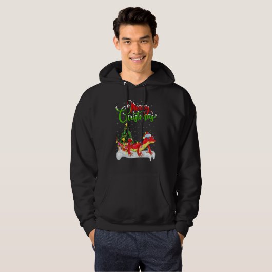 Gecko   Xmas Decorations Santa Gecko Christmas Hoodie (Voorkant volledig)