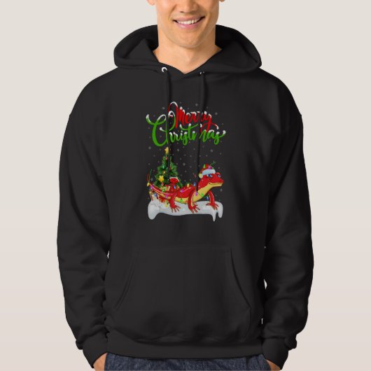 Gecko   Xmas Decorations Santa Gecko Christmas Hoodie (Voorkant)