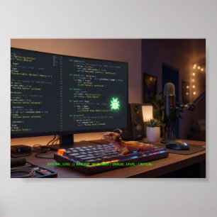 GeckoDev // Cyberpunk Debugger Universeel Station Poster