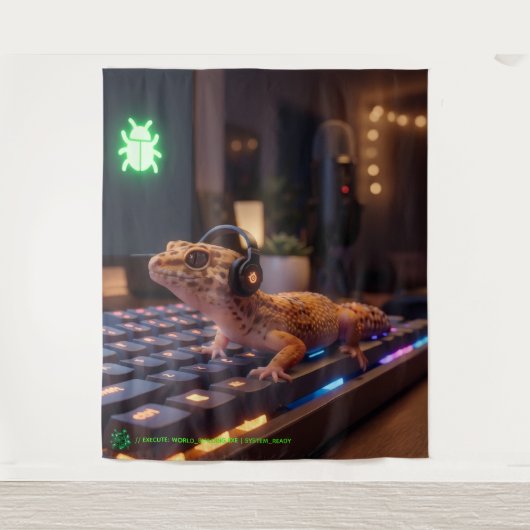 GeckoDev // Cyberpunk Programmeur Immersieve Wand  Wandkleed (Voorkant)
