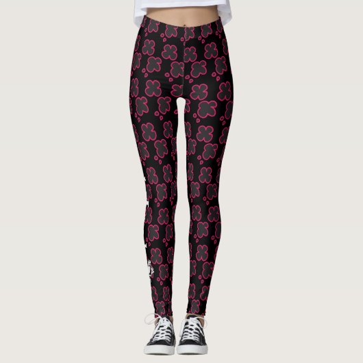 GeckoLand Roze bloempatroon Leggings (Voorkant)