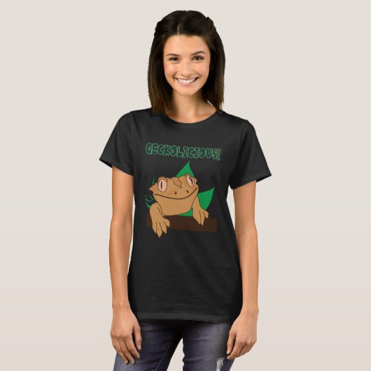 Geckolicious Saying Cute Lizard Crested Gecko T-shirt (Voorkant volledig)