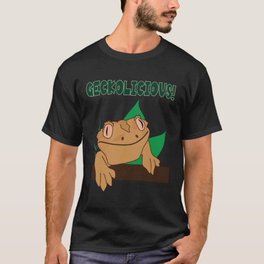 Geckolicious Saying Cute Lizard Crested Gecko T-shirt (Voorkant)