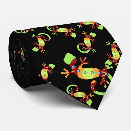 Geckos bold print necktie stropdas (Opgerold)