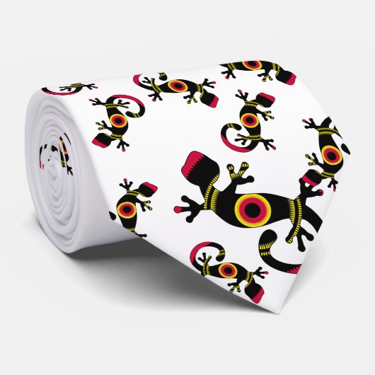 Geckos bold print necktie stropdas (Opgerold)