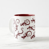 geckos_burgandy_mok tweekleurige koffiemok (Voorkant links)