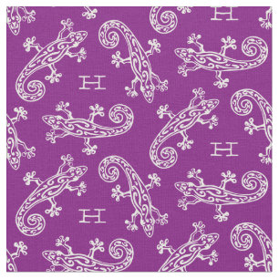 Geckos reptile patterted custom paars fabric stof