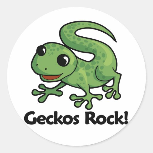 Geckos Rock! Ronde Sticker (Voorkant)