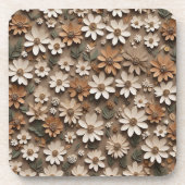 Geclusterde 3d bloemen in een minimalistische stij bier onderzetter (Voorkant)