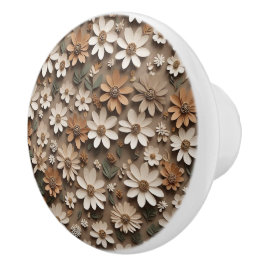Geclusterde 3d bloemen in een minimalistische stij keramische knop