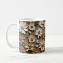 Geclusterde 3d bloemen in een minimalistische stij koffiemok
