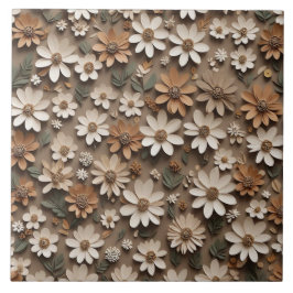 Geclusterde 3d bloemen in een minimalistische stij tegeltje