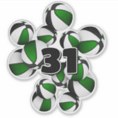 Geclusterde groene zwarte basketballen Jersey numm Sticker (Voorkant)