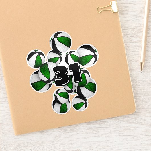 Geclusterde groene zwarte basketballen Jersey numm Sticker (Notitieboek)