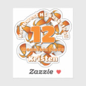 Geclusterde oranje team kleuren basketballen kinde sticker (Vel)