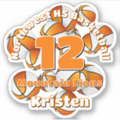 Geclusterde oranje team kleuren basketballen kinde sticker (Voorkant)