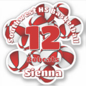 Geclusterde rode team kleuren basketballen kinder  sticker (Voorkant)