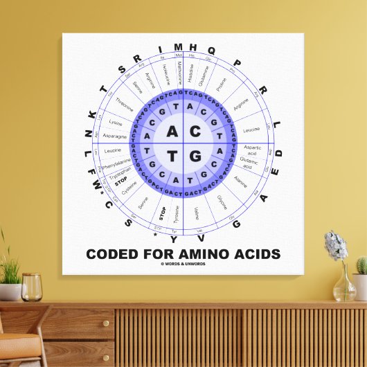 Gecodeerd voor aminozuren (genetische code-DNA) Canvas Afdruk (Insitu (Woonkamer))