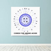 Gecodeerd voor aminozuren (genetische code-DNA) Canvas Afdruk (Insitu (Houten vloer))