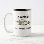 Gecodeerd voor het vertellen van verhalen (DNA-rep Tweekleurige Koffiemok (Links)
