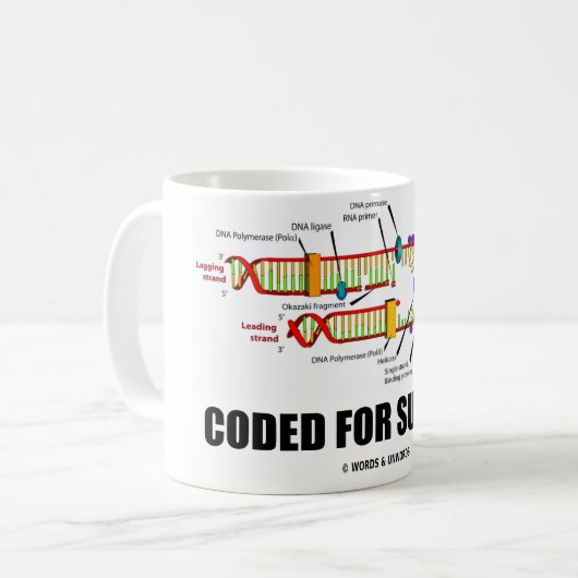Gecodeerd voor succes (DNA-replicatie) Koffiemok (Voorkant links)