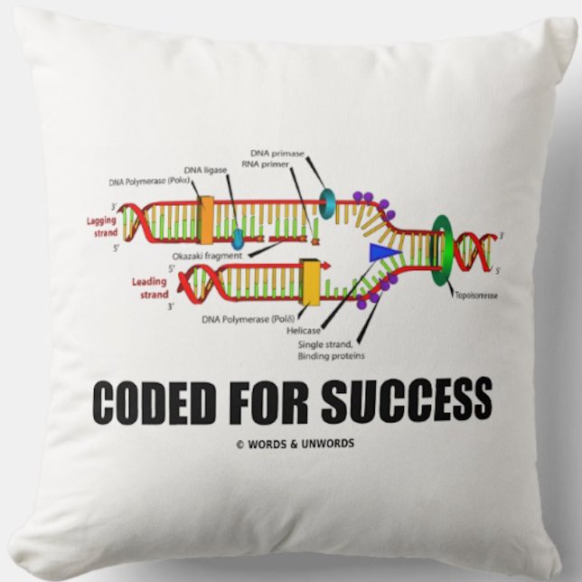 Gecodeerd voor succes (DNA-replicatie) Kussen (Throw pillow featuring DNA replication for anyone who is "Coded For Success")