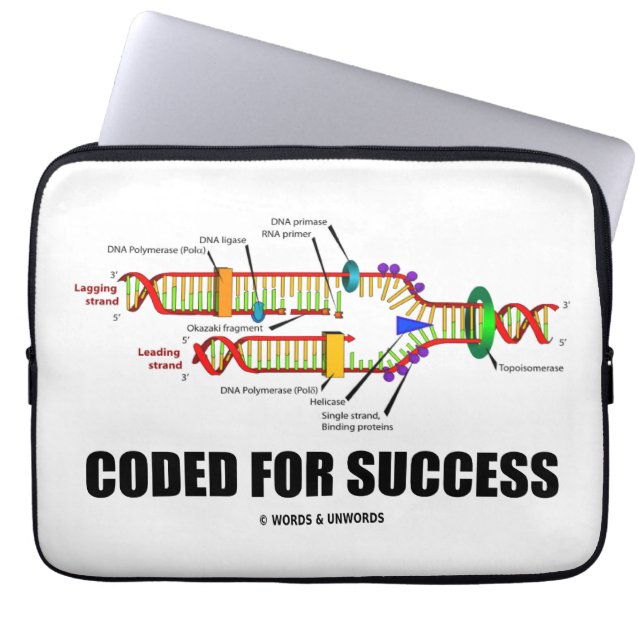 Gecodeerd voor succes (DNA-replicatie) Laptop Sleeve (Voorkant)