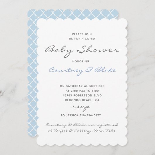  gecodeerde Baby-uitnodiging blauw Kaart (Voorkant / Achterkant)