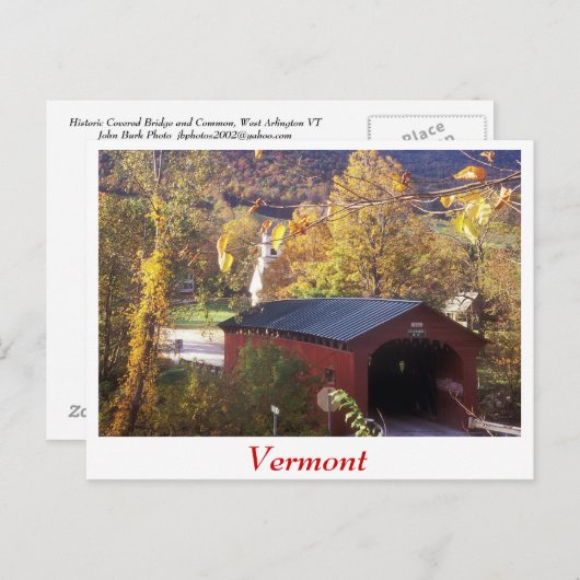 Gecodeerde brug en Common West Arlington, Vermont Briefkaart (Voorkant / Achterkant)