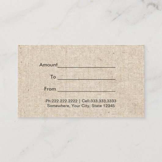 gecodeerde Damask Red Ribbon Cadeaubonnen Kortingskaartje (Achterkant)