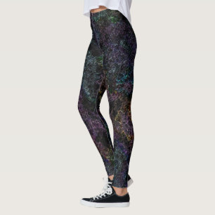 Gecodeerde of vernietigde donkerkleurige sponzen leggings