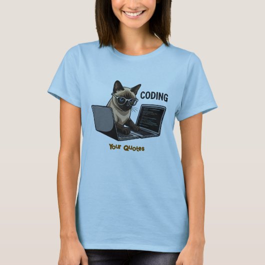 Gecodeerde Siamese Kat Cartoon T-shirt (Voorkant)