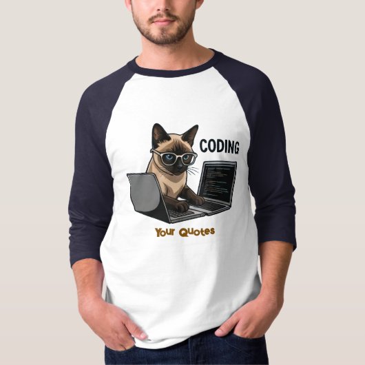 Gecodeerde Siamese Kat Cartoon T-shirt (Voorkant)