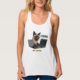 Gecodeerde Siamese Kat Cartoon Tanktop