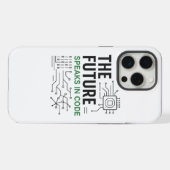Gecodeerde Toekomst Tech: Abstract Algoritmische F iPhone Hoesje (Achterkant horizontaal)