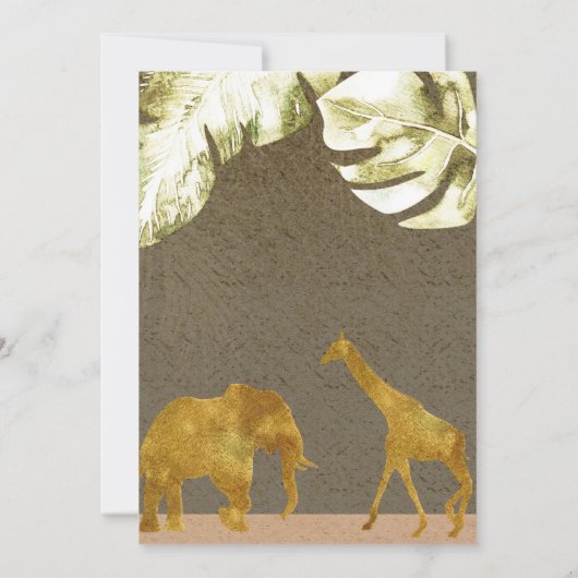Gecoed Baby shower Gold Safari Oerwoud Animals Kaart (Achterkant)