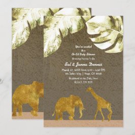 Gecoed Baby shower Gold Safari Oerwoud Animals Kaart