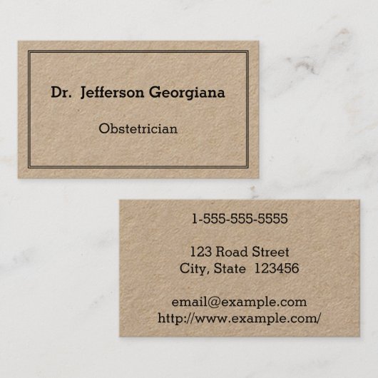 Gecombineerd, eenvoudig Visitekaartje voor Obstetr (Voorkant / Achterkant)