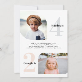 Gecombineerd Feest | Eenvoudig 2 Foto Verjaardagsf Kaart