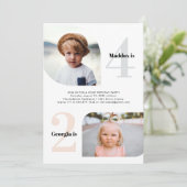 Gecombineerd Feest | Eenvoudig 2 Foto Verjaardagsf Kaart (Staand voorkant)