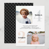 Gecombineerd Feest | Eenvoudig 2 Foto Verjaardagsf Kaart (Voorkant / Achterkant)