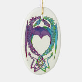 Gecombineerd in liefde, draken ovaal keramisch ver keramisch ornament (Rechts)