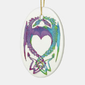 Gecombineerd in liefde, draken ovaal keramisch ver keramisch ornament (Links)