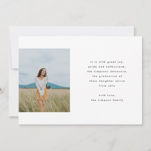 Gecombineerd modern, eenvoudig wit fotozwart Afstu Aankondiging (Achterkant)