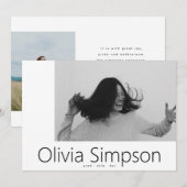 Gecombineerd modern, eenvoudig wit fotozwart Afstu Aankondiging (Voorkant / Achterkant)