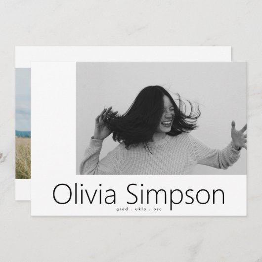 Gecombineerd modern, eenvoudig wit fotozwart Afstu Aankondiging (Voorkant / Achterkant)