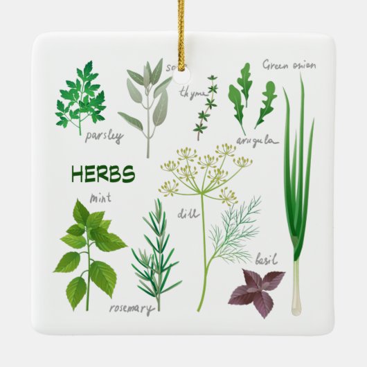 Gecombineerd ontwerp van kruiden, keramisch Orname Ornament (Achterkant)